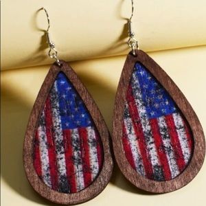 Wood USA Flag Earrings